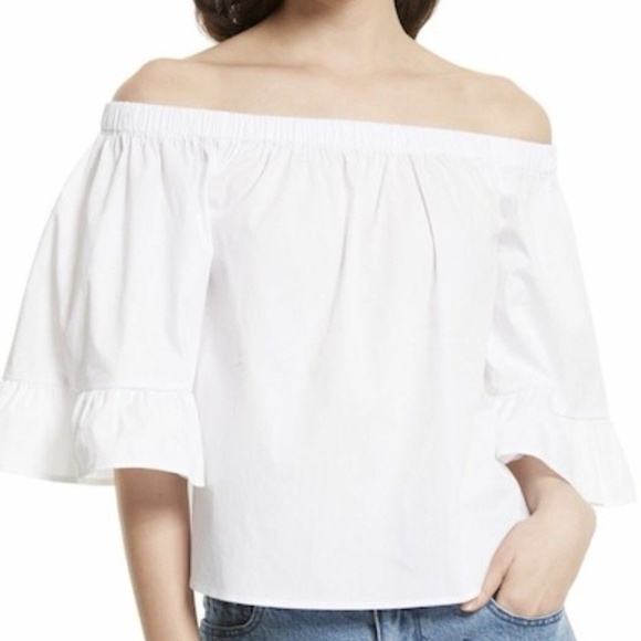 Rebecca Minkoff Tops - NEW Rebecca Minkoff XS  Off the Shoulder White Top Blouse Ruffled Bell sleeves